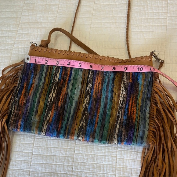 Leather Tassel Western Cowgirl Bohemian Fringe Shoulder Bag / Clutch - Picture 4 of 7